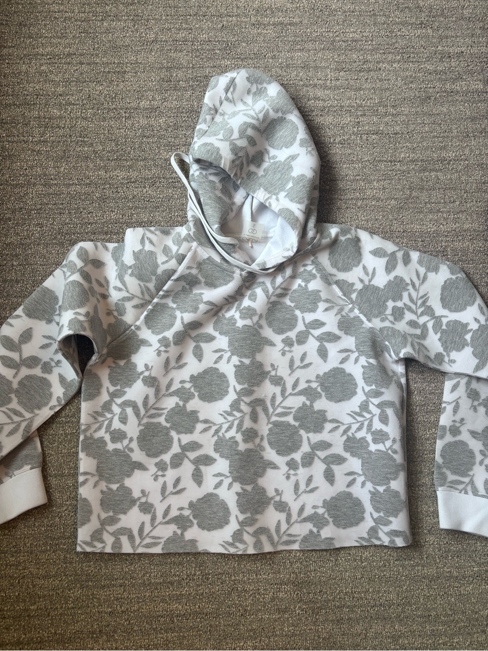 CALIA by Carrie Underwood Gray Floral Hooded Sweatshirt